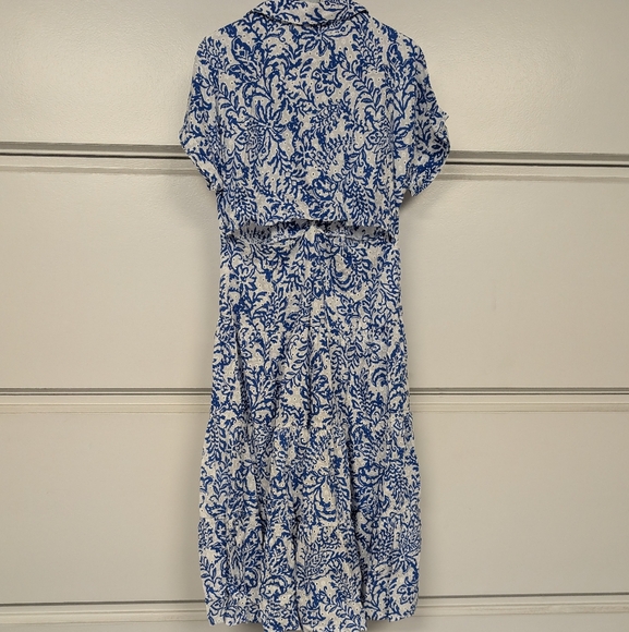 ZARA BLUE  OPENWORK EMBROIDERY EMBROIDERED MIDI DRESS BUTTONS M,L,XL 3077/615 - Picture 11 of 13